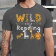Animal Print Read A Book Character Kids Wild About Reading Unisex Jersey T-Shirt