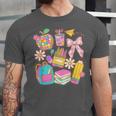 Apple Disco Pencil Books Bow Teacher Student Back To School Unisex Jersey T-Shirt