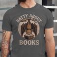 Batty About Books Reading Book Lover Men Women Distressed Unisex Jersey T-Shirt