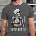 Never Better Skeleton Read Reading Book Librarian Men Women Unisex Jersey T-Shirt