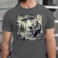 Bigfoot With Alien Reading A Book Bigfoot And UFO Unisex Jersey T-Shirt Bigfoot With Alien Reading A Book Bigfoot And UFO Unisex Jersey T-Shirt