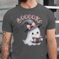 Boo Ghost Books Coquette Bow Halloween Women School Teacher Unisex Jersey T-Shirt Boo Ghost Books Coquette Bow Halloween Women School Teacher Unisex Jersey T-Shirt