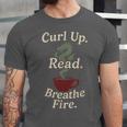 Book Dragon Fantasy Reader Cozy Reading Book Lover Dragon Unisex Jersey T-Shirt