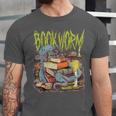 Graphic Book Worm Monster Horror Reading Book Lover Unisex Jersey T-Shirt