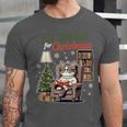 All Booked For Christmas Cute Bookish Cat Lover Unisex Jersey T-Shirt