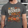 All Booked For Fall Pumpkin Books Thanksgiving Autumn Leaves Unisex Jersey T-Shirt All Booked For Fall Pumpkin Books Thanksgiving Autumn Leaves Unisex Jersey T-Shirt