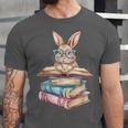 Books Bookworm Reader Book Cute Reading Bunny With Glasses Unisex Jersey T-Shirt