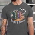 Books And Coffee Book Lover Bookish Green Book Theme Reading Unisex Jersey T-Shirt