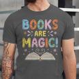 Books Are Magic Whimsical Retro Bookworm Unisex Jersey T-Shirt