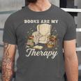 Books Are My Therapy Cozy Reading Chair Artwork Unisex Jersey T-Shirt Books Are My Therapy Cozy Reading Chair Artwork Unisex Jersey T-Shirt