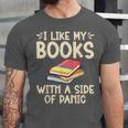 I Like My Books With a Side Of Panic Thriller Unisex Jersey T-Shirt
