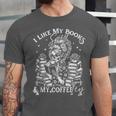 I Like My Books Spicy And My Coffee ICY Skeleton Meme Unisex Jersey T-Shirt