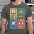 Books Yarn Coffee Repeat Crocheting Unisex Jersey T-Shirt