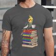 Bookworm Cockatiel Bird Reading Books Drinking Coffee Lover Unisex Jersey T-Shirt