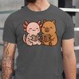 Capybara Axolotl Kawaii Kids Anime Book Lover Reading Unisex Jersey T-Shirt