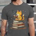 Cat Reading Books Unisex Jersey T-Shirt