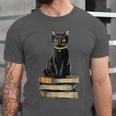 Cat Sitting On Books Unisex Jersey T-Shirt