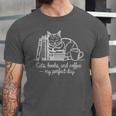 Cats Books And Coffee – My Perfect Day Cat Lover Unisex Jersey T-Shirt