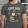 Christian Bookworm Love God Read Books Drink Tea Unisex Jersey T-Shirt