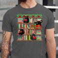 Christmas Cat Santa Bookshelves Book Lover Reader Unisex Jersey T-Shirt