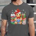 Christmas Gingerbread Man Reading Book Snowflake Teacher Unisex Jersey T-Shirt Christmas Gingerbread Man Reading Book Snowflake Teacher Unisex Jersey T-Shirt