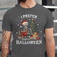 Christmas Outfit I Prefer Halloween Book Reading Skeleton Unisex Jersey T-Shirt