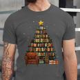 Christmas Tree Bookshelf Book Lover Library Unisex Jersey T-Shirt