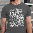 Coffee Cats & Books Reading Book Lover Reader Unisex Jersey T-Shirt