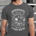 Cozy Bear Reading Hibernate With a Book Unisex Jersey T-Shirt