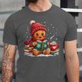 Cozy Gingerbread Christmas Reading Book Xmas Snowflakes Fall Unisex Jersey T-Shirt