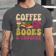 Crochet Coffee Reading Books Crocheter Crocheting Unisex Jersey T-Shirt Crochet Coffee Reading Books Crocheter Crocheting Unisex Jersey T-Shirt