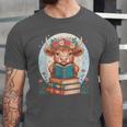 Cute Baby Highland Cow Reading Book Bookworm For Men Women Unisex Jersey T-Shirt Cute Baby Highland Cow Reading Book Bookworm For Men Women Unisex Jersey T-Shirt