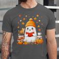 Cute Beanie Ghost Bookworm Cozy Book Reading Halloween Unisex Jersey T-Shirt Cute Beanie Ghost Bookworm Cozy Book Reading Halloween Unisex Jersey T-Shirt
