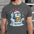 Cute Christmas Penguin Reading Book Cozy Winter Holiday Art Unisex Jersey T-Shirt