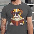 Cute Dog Boxer Reading Book Unisex Jersey T-Shirt Cute Dog Boxer Reading Book Unisex Jersey T-Shirt