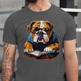 Cute Dog English Bulldog Reading Book Unisex Jersey T-Shirt