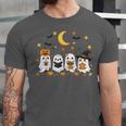 Cute Ghost Drinking Coffee Halloween Fall Ghost Book Reading Unisex Jersey T-Shirt