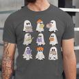 Cute Ghost Reading Books Teacher Halloween Reading Men Women Kids Unisex Jersey T-Shirt