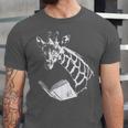 Cute Giraffe Wear Glasses Reading Book Librarian Bookworm Unisex Jersey T-Shirt