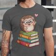 Cute Hedgehog Reading Books Animal Lover Reader Bookworm Unisex Jersey T-Shirt Cute Hedgehog Reading Books Animal Lover Reader Bookworm Unisex Jersey T-Shirt