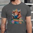Cute Highland Cow Reading Book Baby Cow Bookworm Unisex Jersey T-Shirt