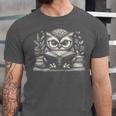 Cute Owl Reading Book Graphic Art Unisex Jersey T-Shirt