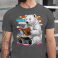 Cute Polar Bear Is Reading a Book Reading Polar Bear Unisex Jersey T-Shirt