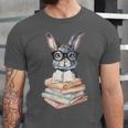 Cute Reading Bunny With Glasses Books Reader Book Bookworm Unisex Jersey T-Shirt Cute Reading Bunny With Glasses Books Reader Book Bookworm Unisex Jersey T-Shirt