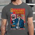 Dead Roast Coffee Comic Book Cover Style Skeleton Barista Unisex Jersey T-Shirt