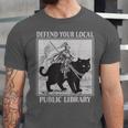 Defend Your Local Library Knight Cat Rider Book Lover Unisex Jersey T-Shirt Defend Your Local Library Knight Cat Rider Book Lover Unisex Jersey T-Shirt