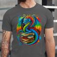 Dragon Reading Colorful Fantasy Book Lover Unisex Jersey T-Shirt
