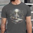 Duck Reading Book Full Moon Lake Scenery Unisex Jersey T-Shirt