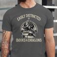 Easily Distracted By Books And Dragons Book Dragon Lover Unisex Jersey T-Shirt Easily Distracted By Books And Dragons Book Dragon Lover Unisex Jersey T-Shirt