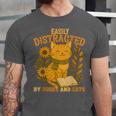 Easily Distracted By Cats And Books Cute Cat Book Lover Unisex Jersey T-Shirt Easily Distracted By Cats And Books Cute Cat Book Lover Unisex Jersey T-Shirt